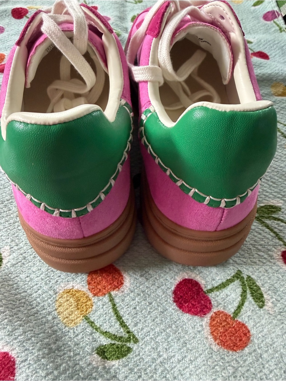 Steve Madden Hot Pink Suede Platform Sneakers with Black Accent - Picture 14 of 15